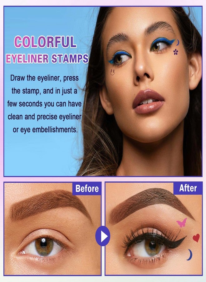 QIUFSSE 7PCS Colorful Eyeliner Stamp Set,Double-headed Liquid Eyeliner Pencil Face Stamps Makeup,Long-lasting Delineador de Ojos Contra el Agua - Image 4
